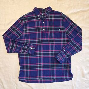 CHUBBIES THE NUTTER LS Shirt New L Men's Blue Pink Plaid Popover Preppy Gorpcore